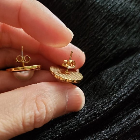 VTG Faux Pearl Earrings with Jewel Detail - Picture 5 of 6